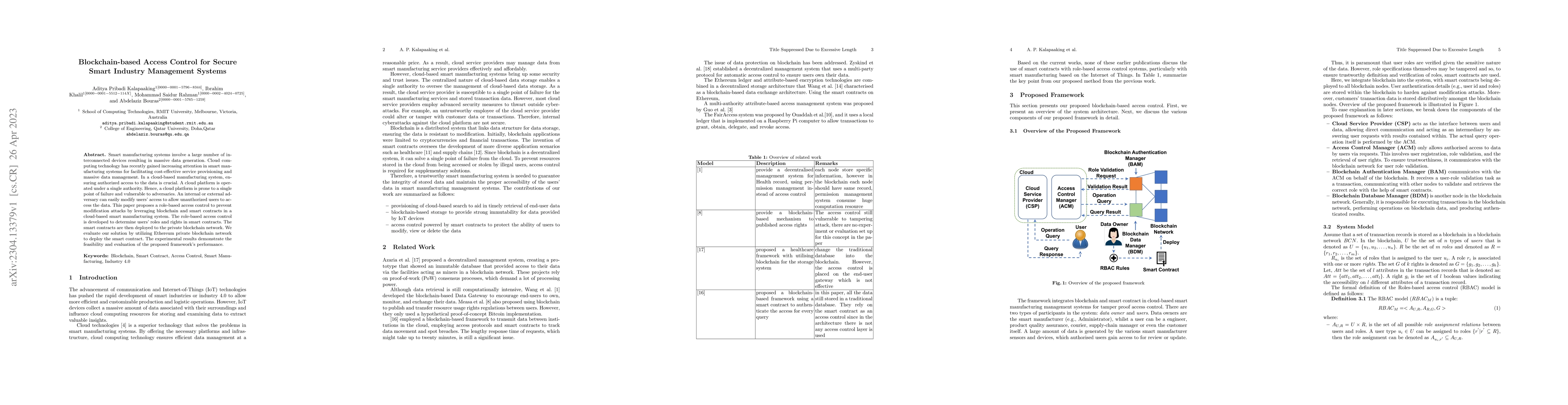 Thumbnail for Blockchain-based Access Control for Secure Smart Industry Management
  Systems