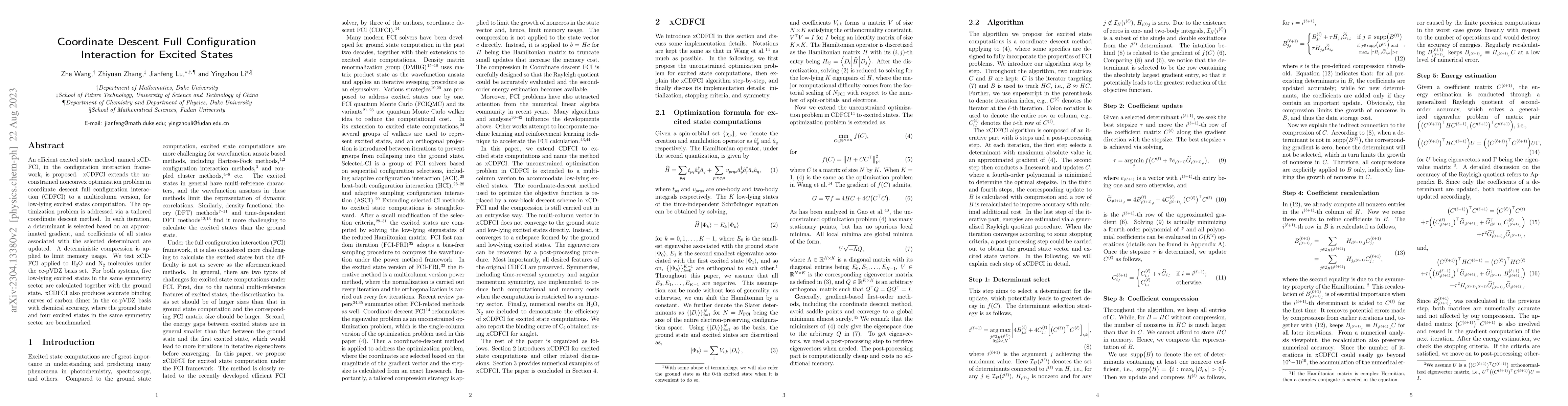 Thumbnail for Coordinate Descent Full Configuration Interaction for Excited States