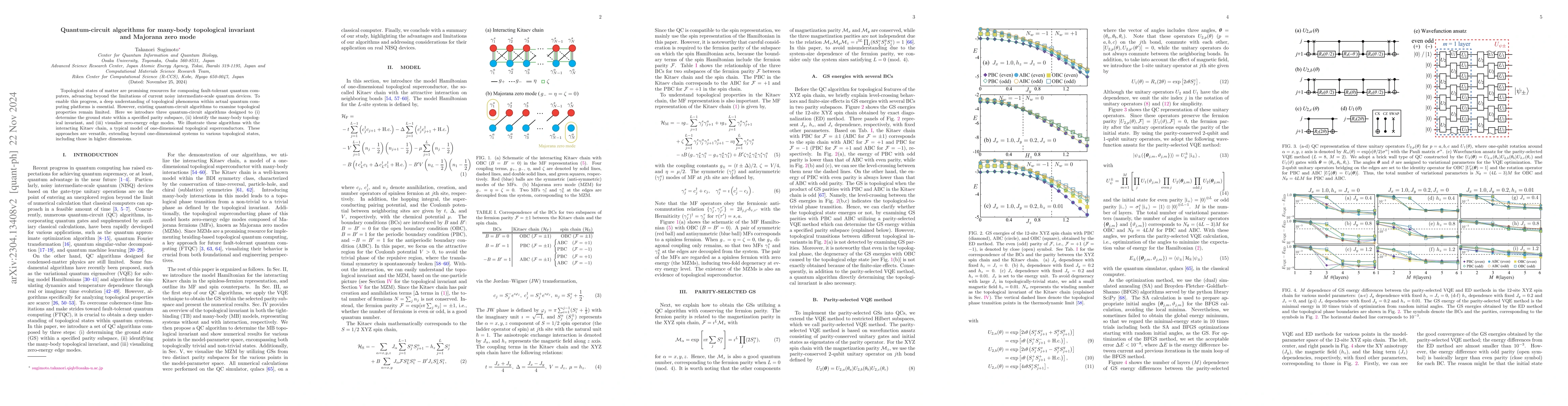 Thumbnail for Quantum-circuit algorithms for many-body topological invariant and
  Majorana zero mode