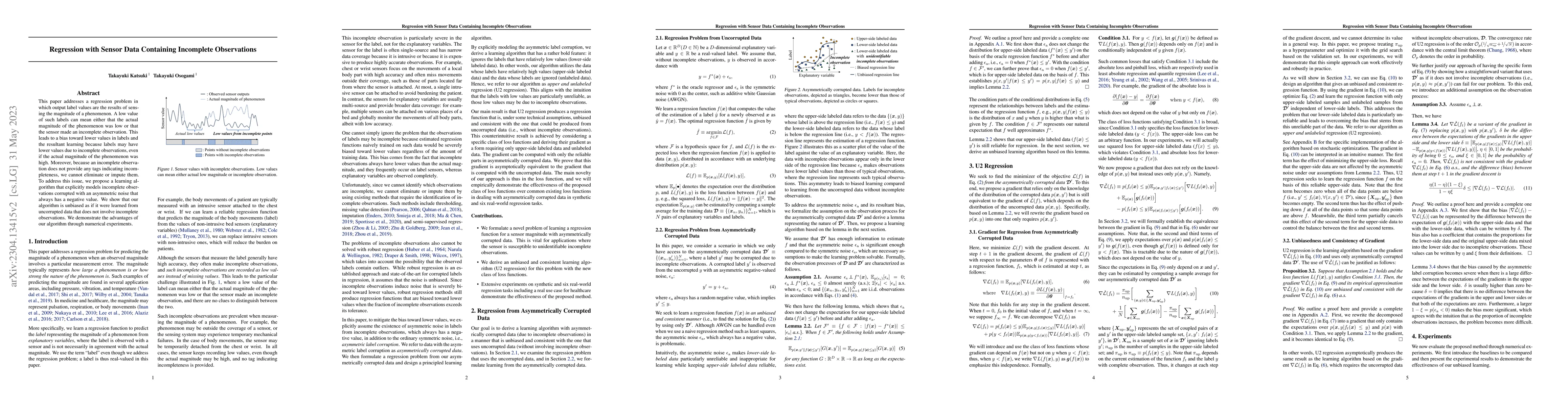 Thumbnail for Regression with Sensor Data Containing Incomplete Observations