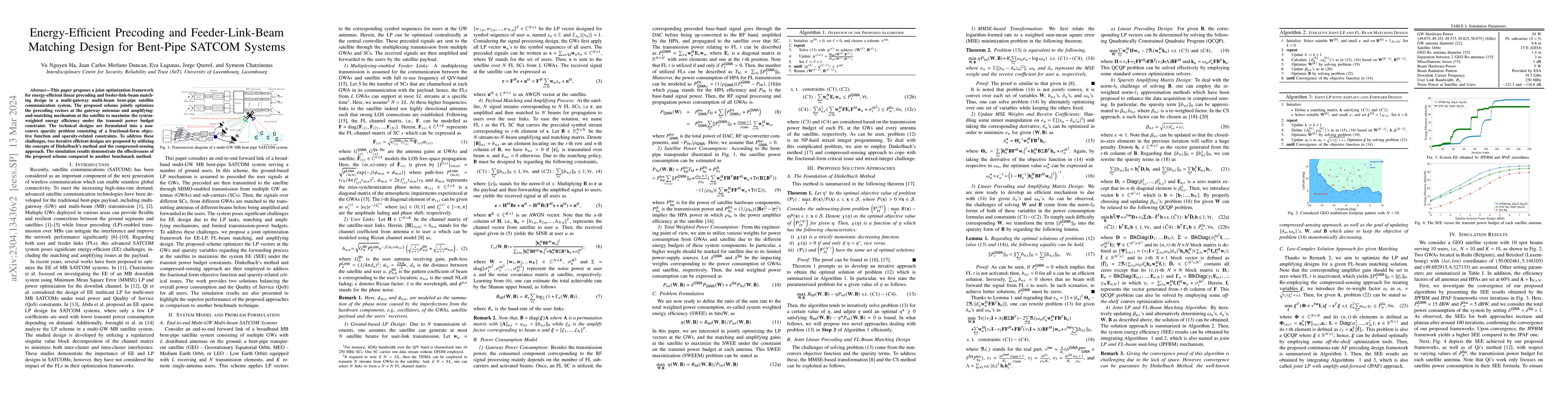 Thumbnail for Energy-Efficient Precoding and Feeder-Link-Beam Matching Design for
  Bent-Pipe SATCOM Systems