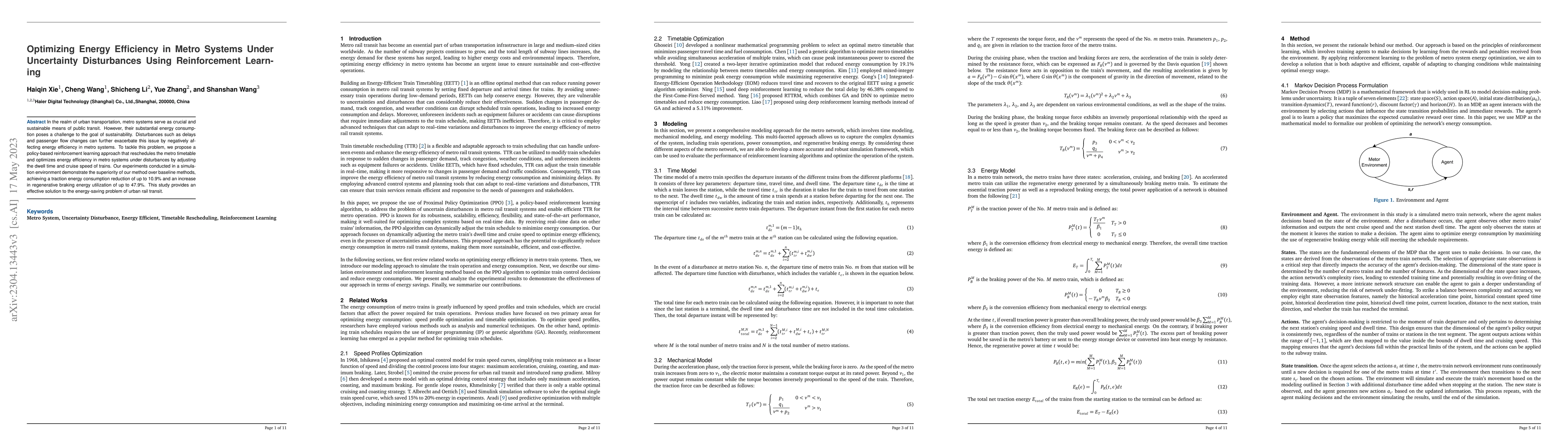 Thumbnail for Optimizing Energy Efficiency in Metro Systems Under Uncertainty
  Disturbances Using Reinforcement Learning