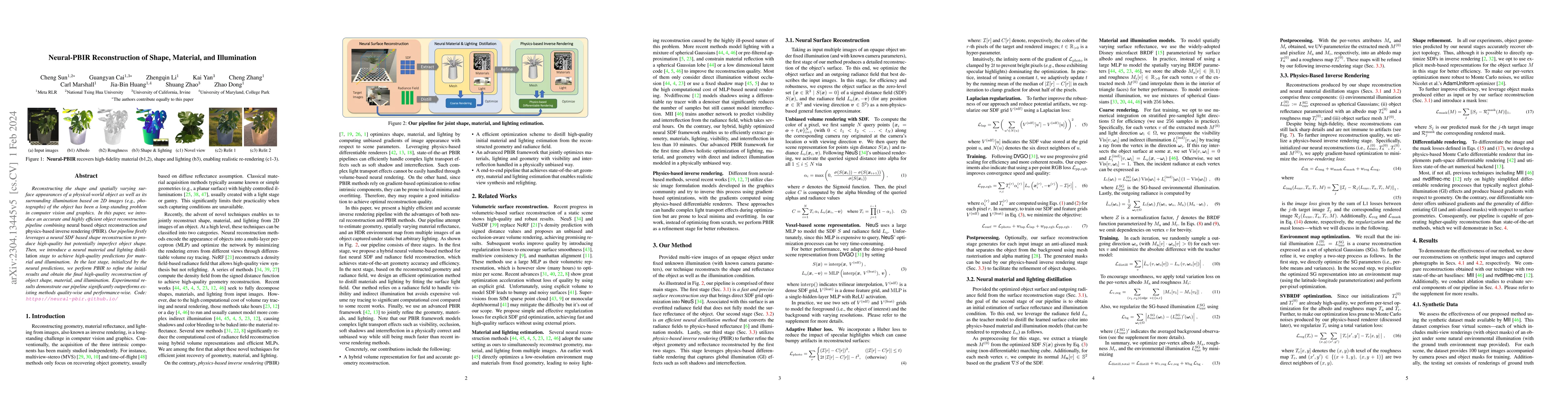 Thumbnail for Neural-PBIR Reconstruction of Shape, Material, and Illumination