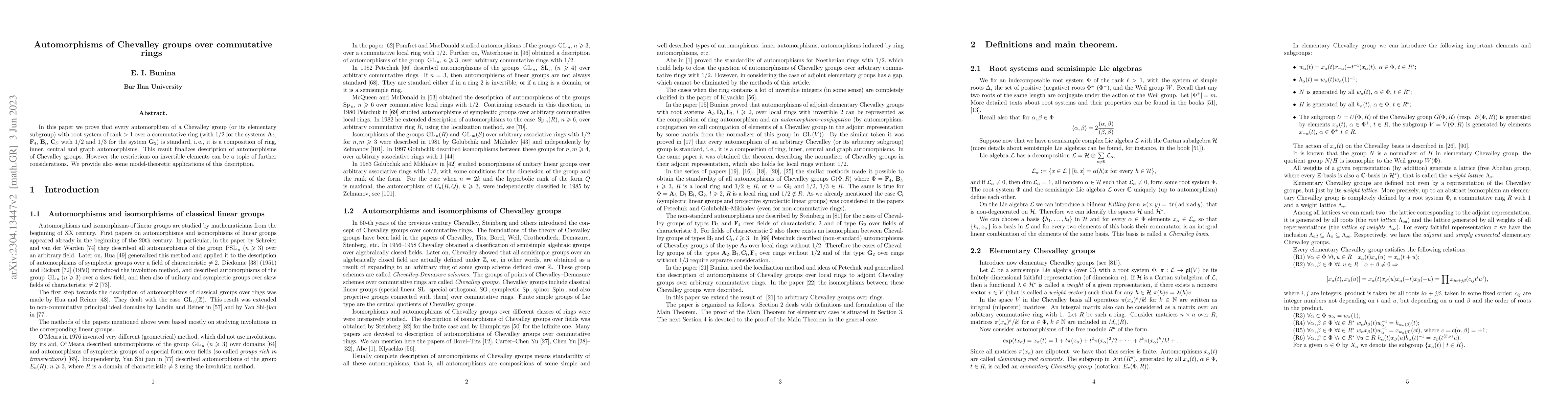 Thumbnail for Automorphisms of Chevalley groups over commutative rings