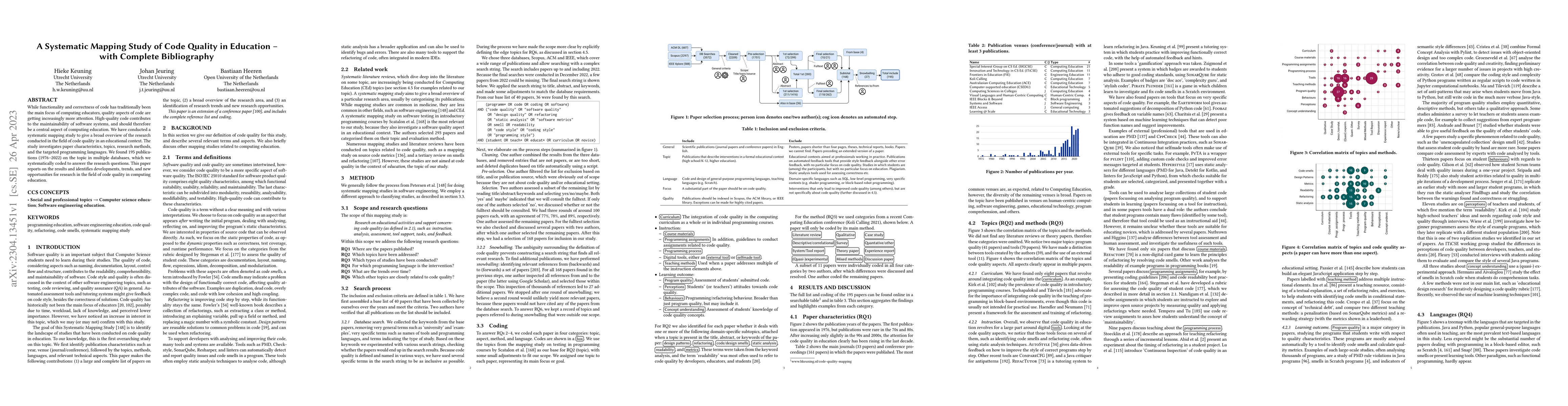 Thumbnail for A Systematic Mapping Study of Code Quality in Education -- with Complete
  Bibliography