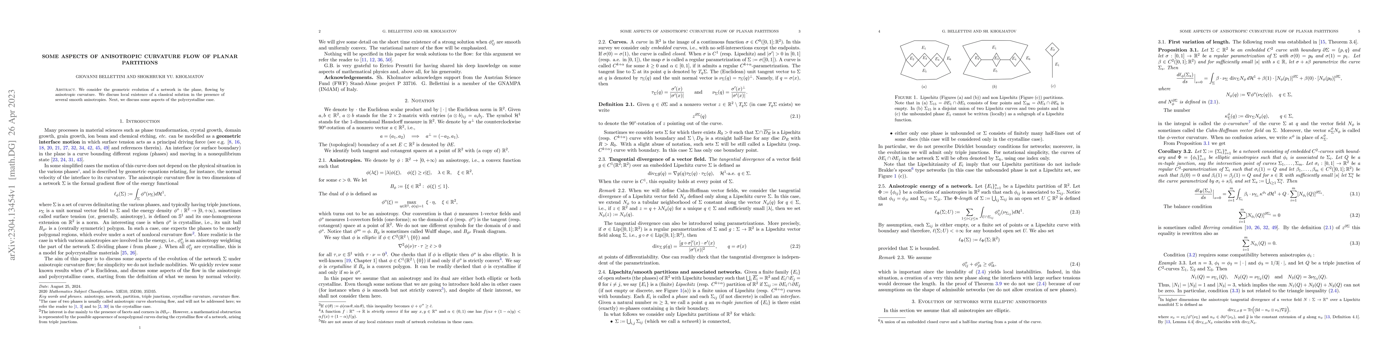 Thumbnail for Some aspects of anisotropic curvature flow of planar partitions