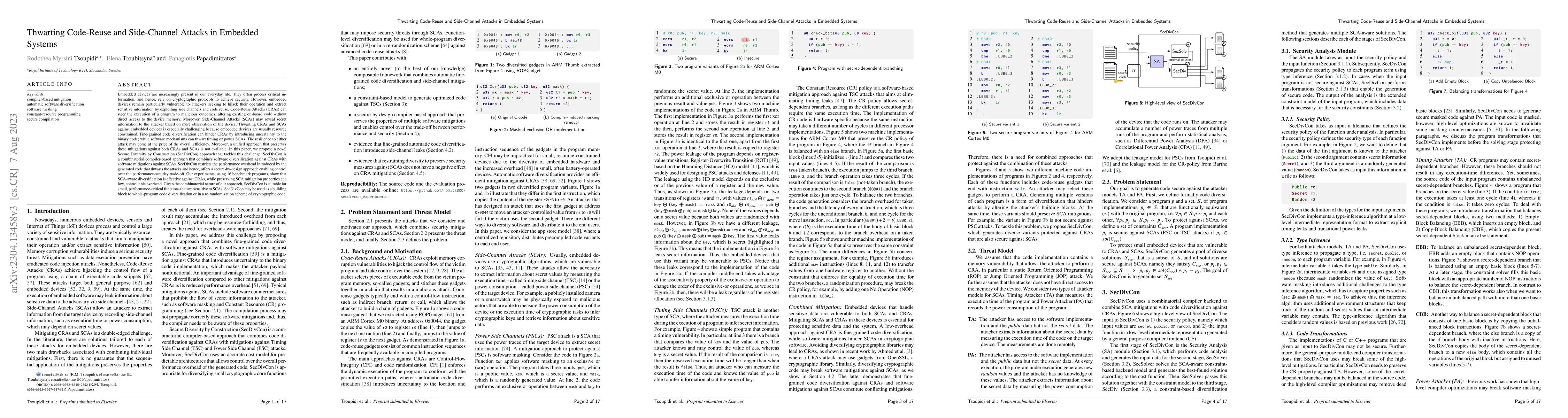 Thumbnail for Thwarting Code-Reuse and Side-Channel Attacks in Embedded Systems
