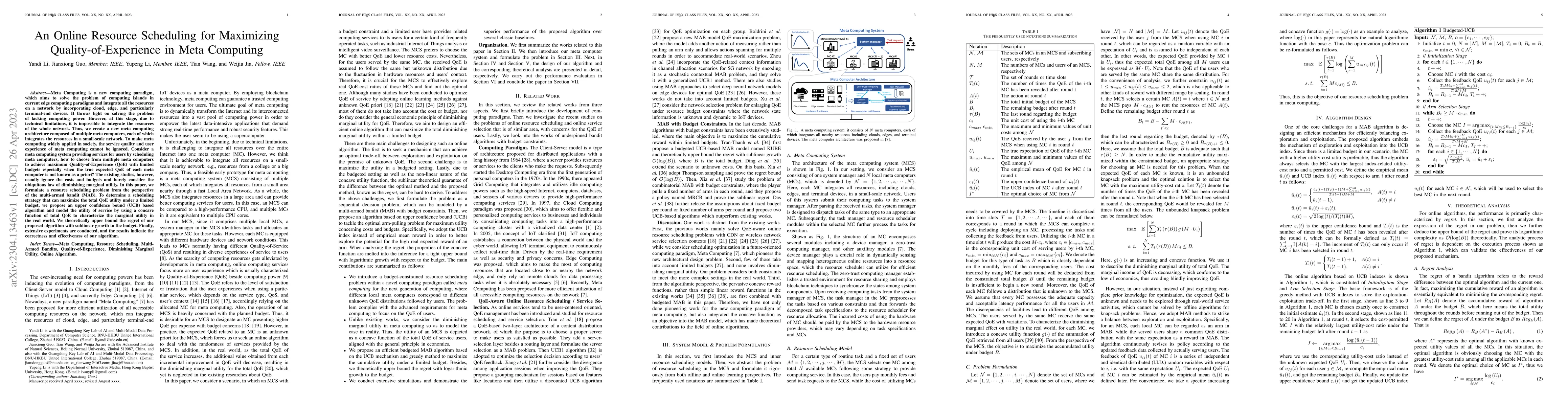 Thumbnail for An Online Resource Scheduling for Maximizing Quality-of-Experience in
  Meta Computing