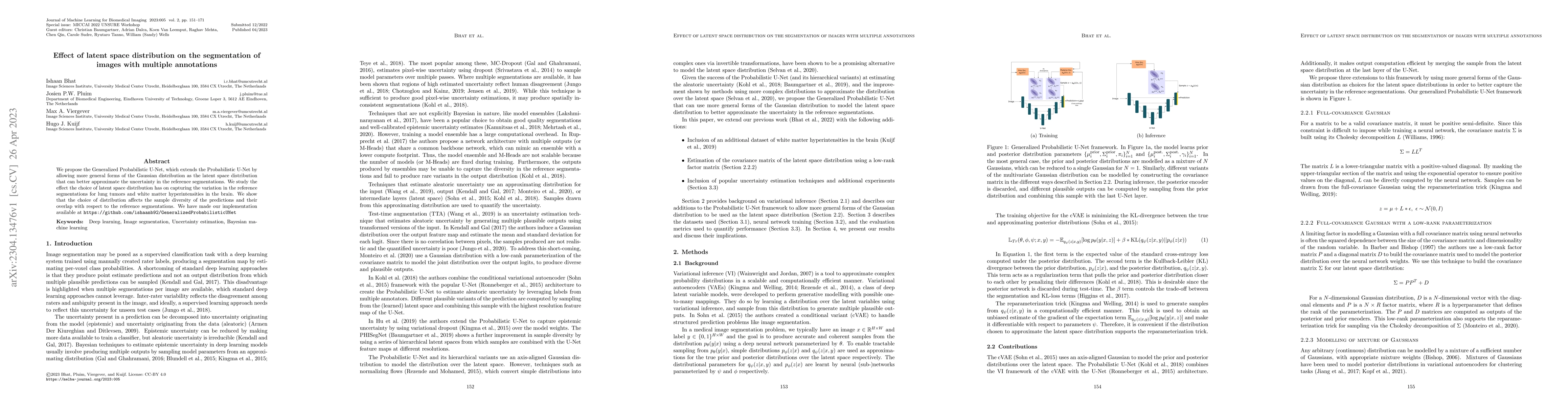 Thumbnail for Effect of latent space distribution on the segmentation of images with
  multiple annotations