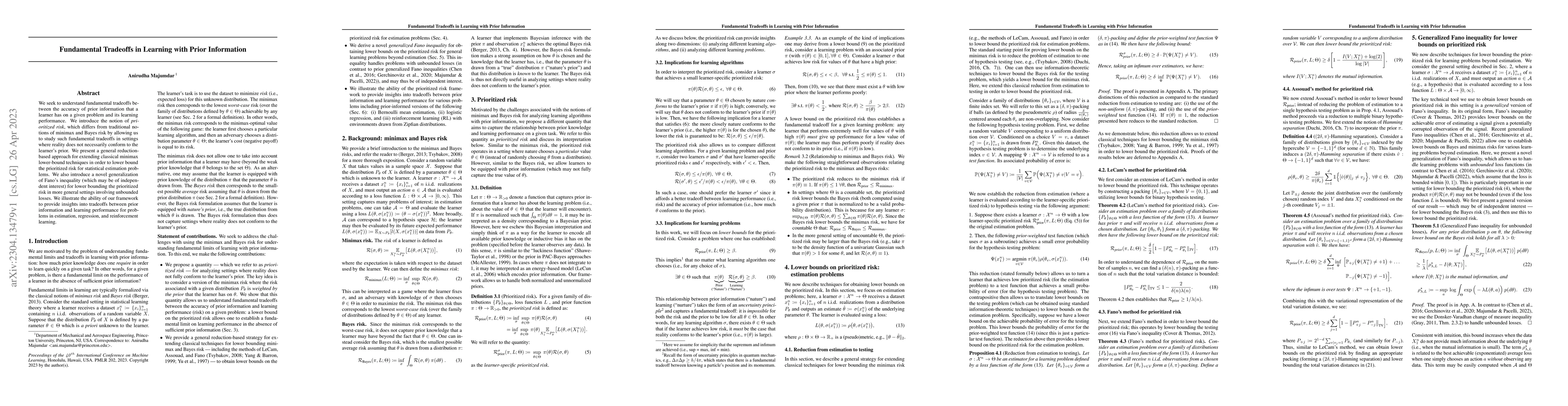 Thumbnail for Fundamental Tradeoffs in Learning with Prior Information