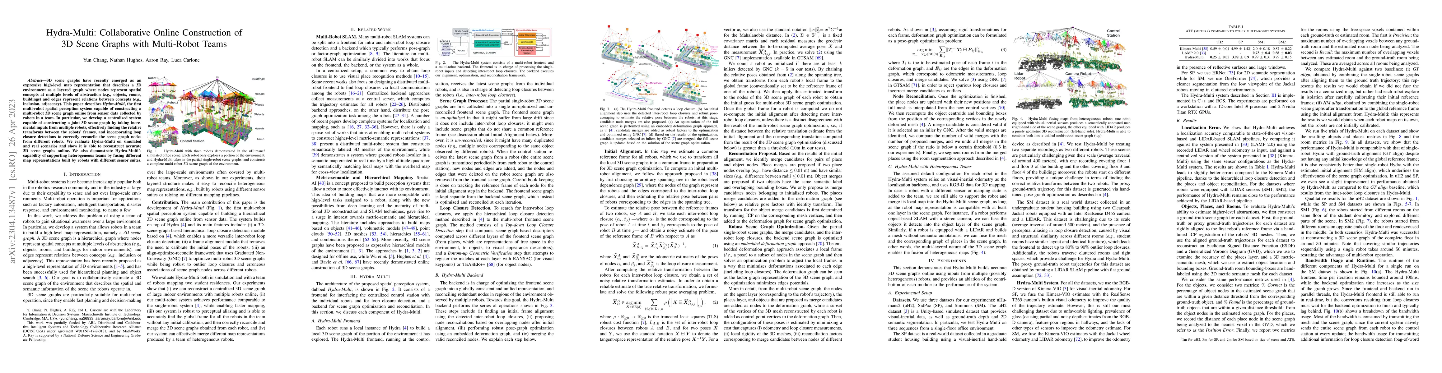 Thumbnail for Hydra-Multi: Collaborative Online Construction of 3D Scene Graphs with
  Multi-Robot Teams