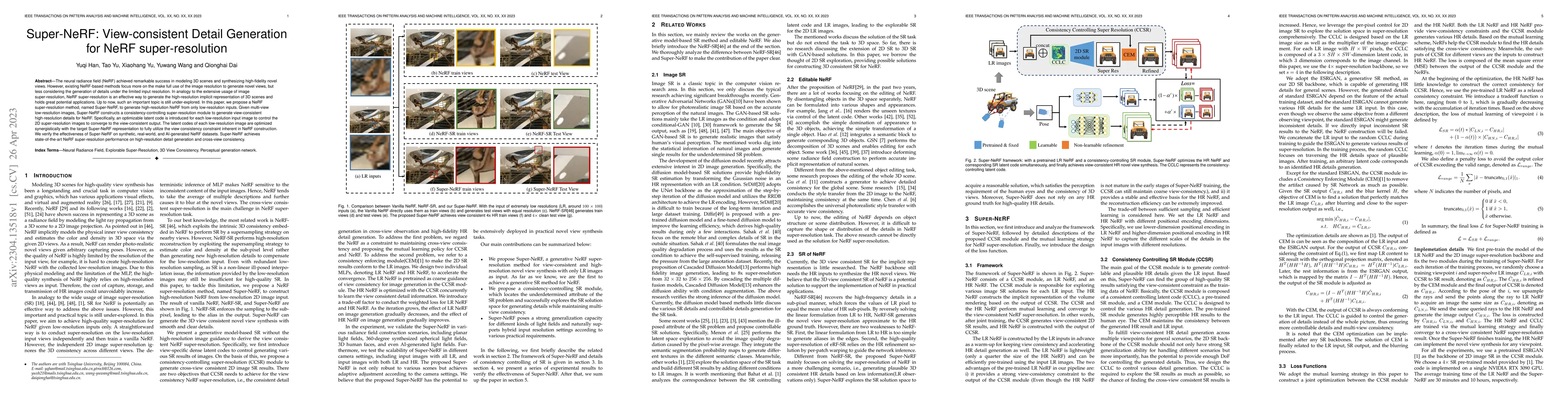 Thumbnail for Super-NeRF: View-consistent Detail Generation for NeRF super-resolution