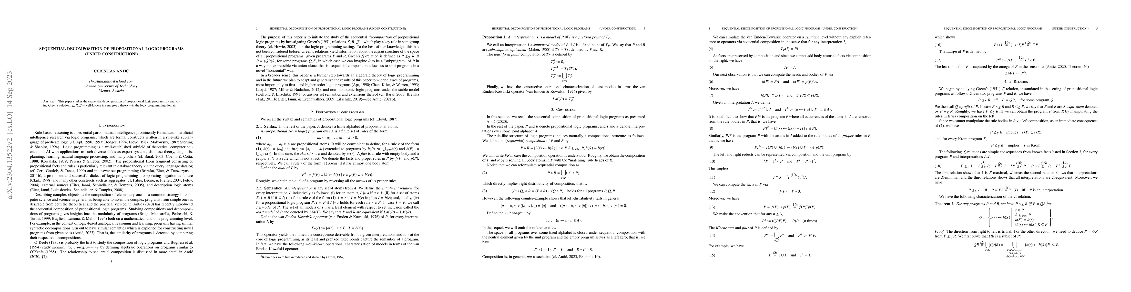 Thumbnail for Sequential decomposition of propositional logic programs