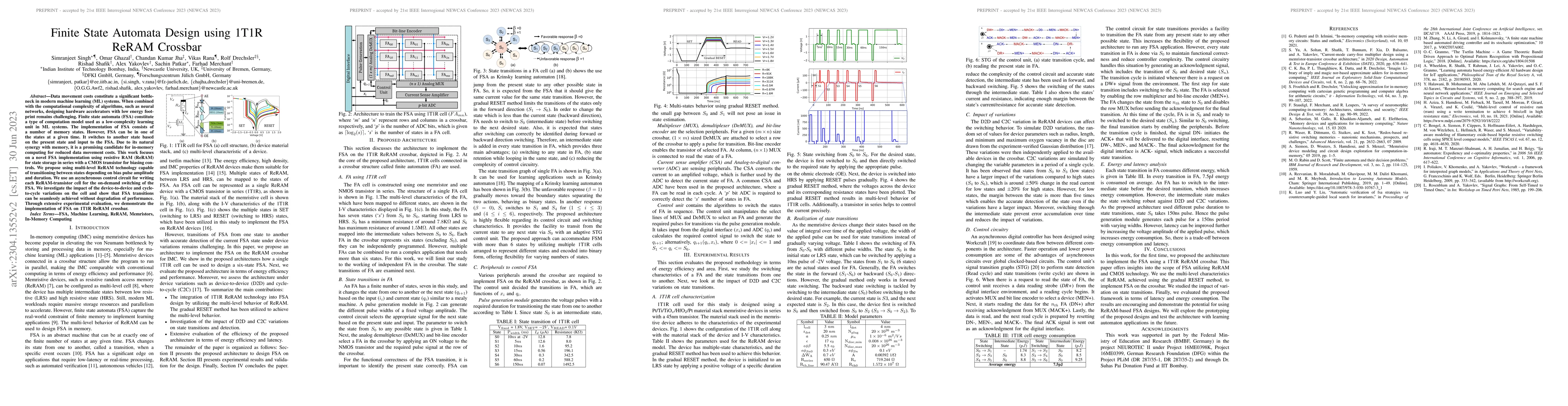 Thumbnail for Finite State Automata Design using 1T1R ReRAM Crossbar