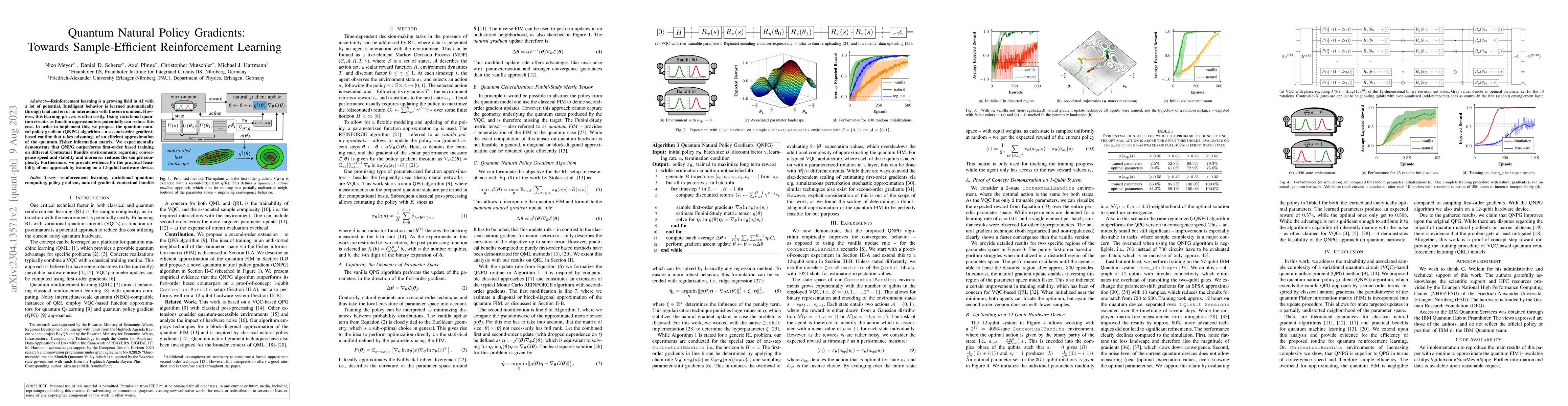 Thumbnail for Quantum Natural Policy Gradients: Towards Sample-Efficient Reinforcement
  Learning