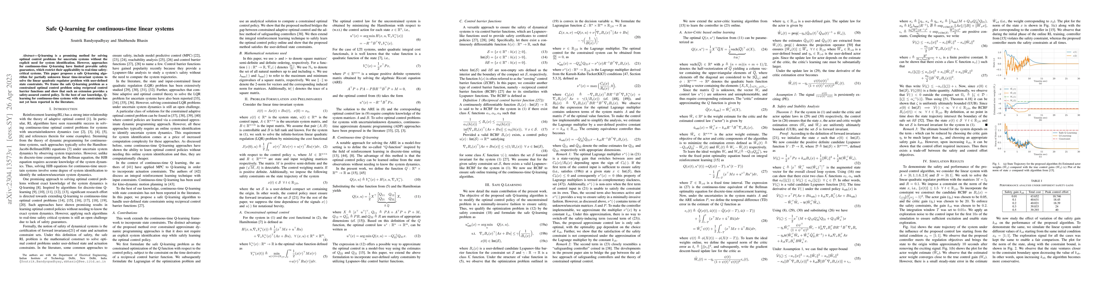 Thumbnail for Safe Q-learning for continuous-time linear systems
