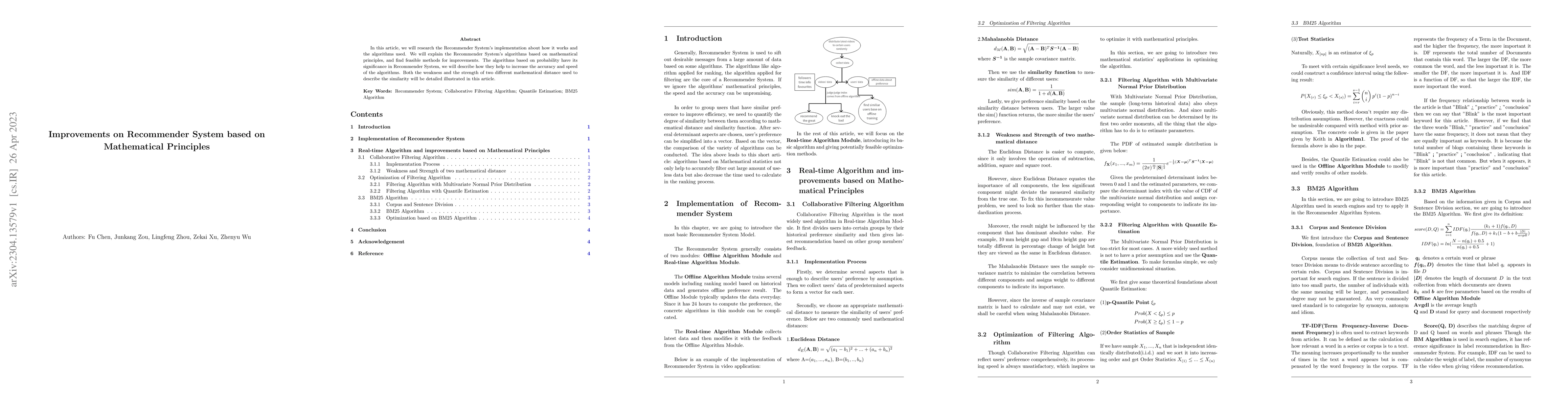 Thumbnail for Improvements on Recommender System based on Mathematical Principles