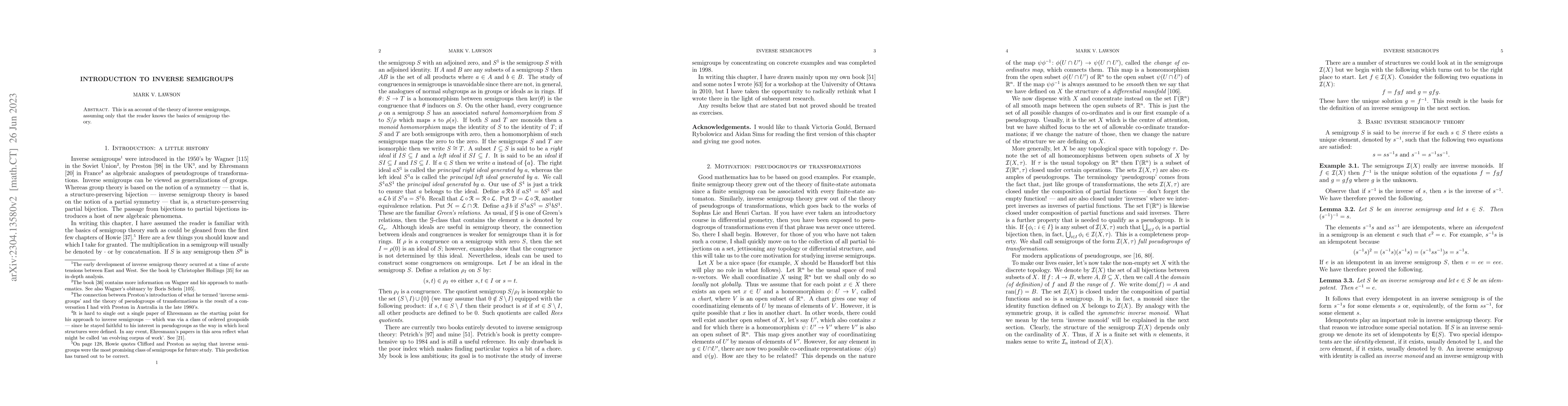 Thumbnail for Introduction to inverse semigroups
