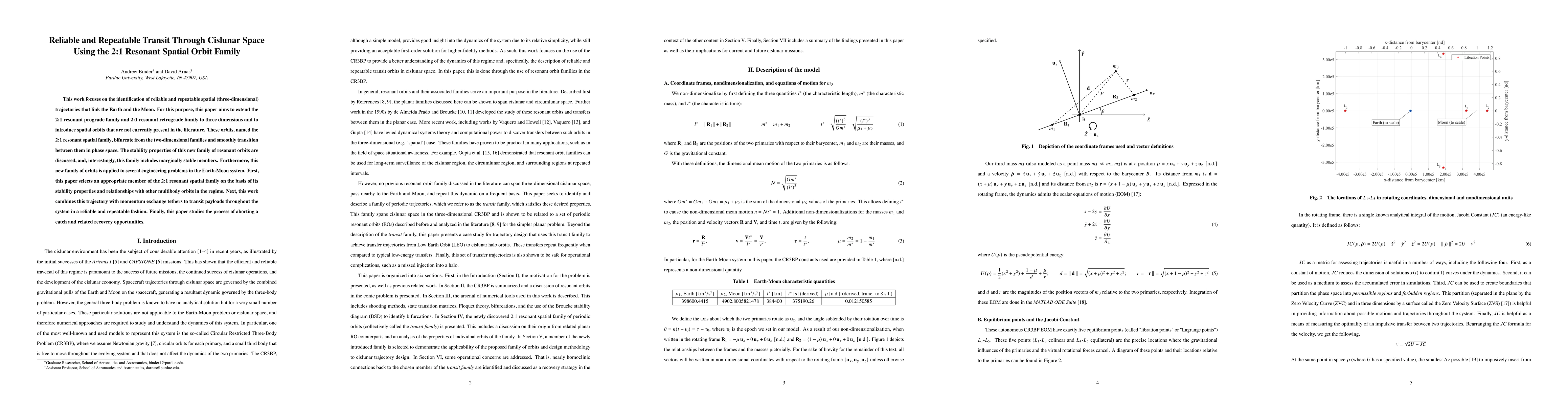 Thumbnail for Reliable and Repeatable Transit Through Cislunar Space Using the 2:1
  Resonant Spatial Orbit Family