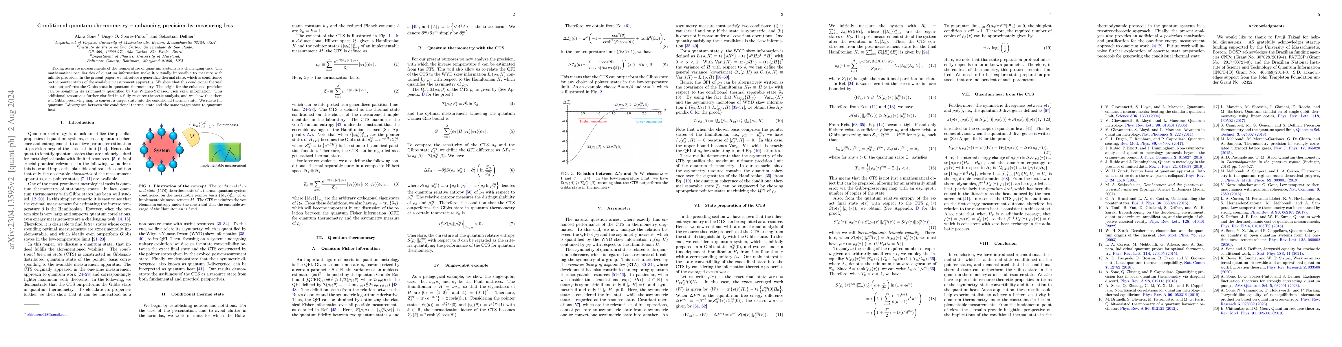 Thumbnail for Conditional quantum thermometry -- enhancing precision by measuring less