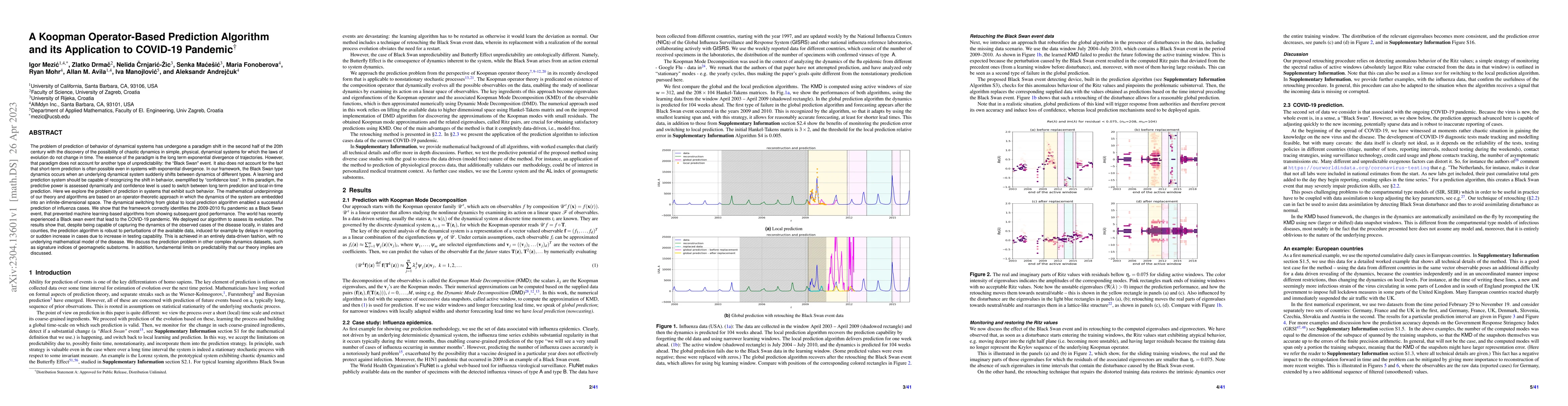 Thumbnail for A Koopman Operator-Based Prediction Algorithm and its Application to
  COVID-19 Pandemic