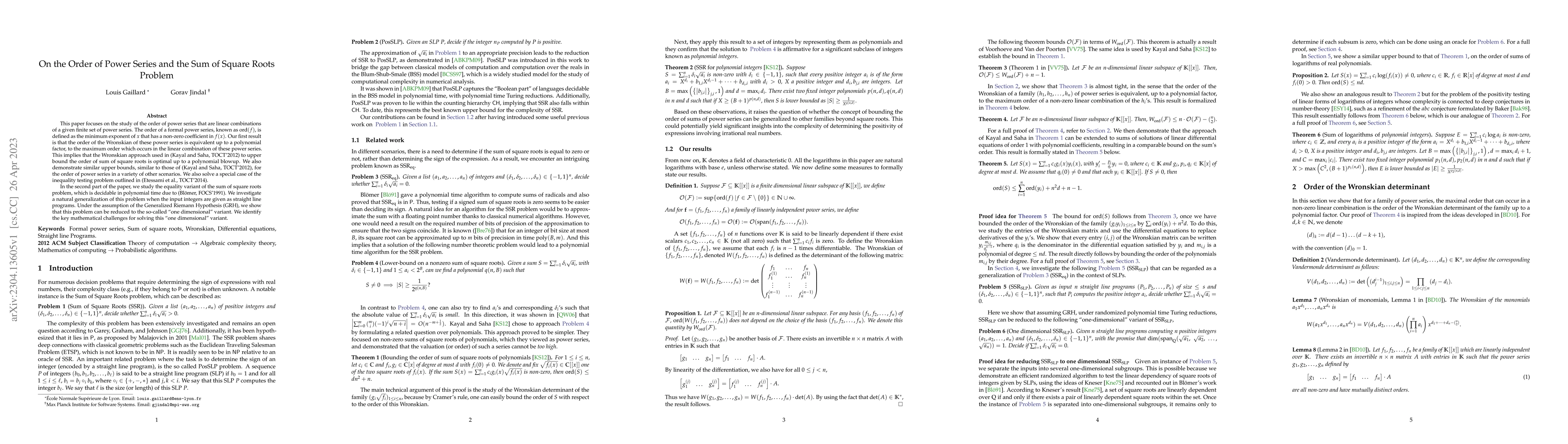 Thumbnail for On the Order of Power Series and the Sum of Square Roots Problem