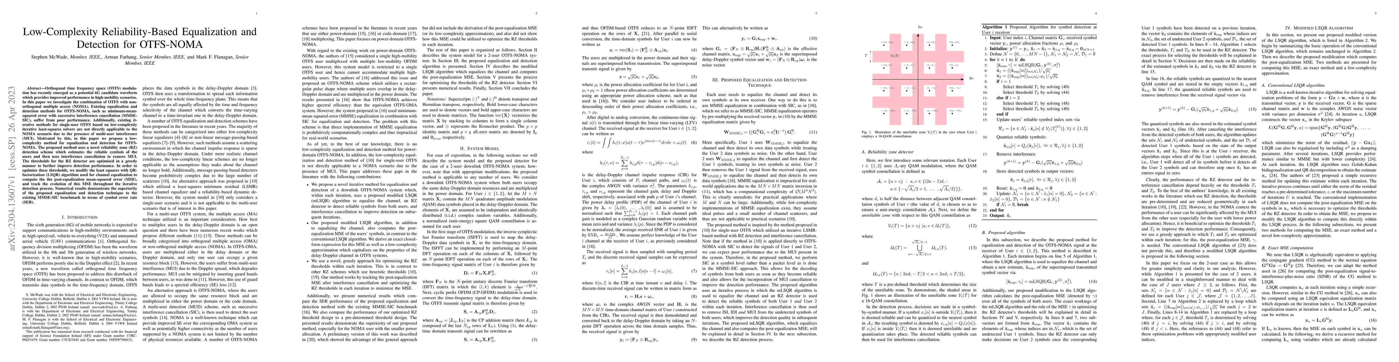 Thumbnail for Low-Complexity Reliability-Based Equalization and Detection for
  OTFS-NOMA