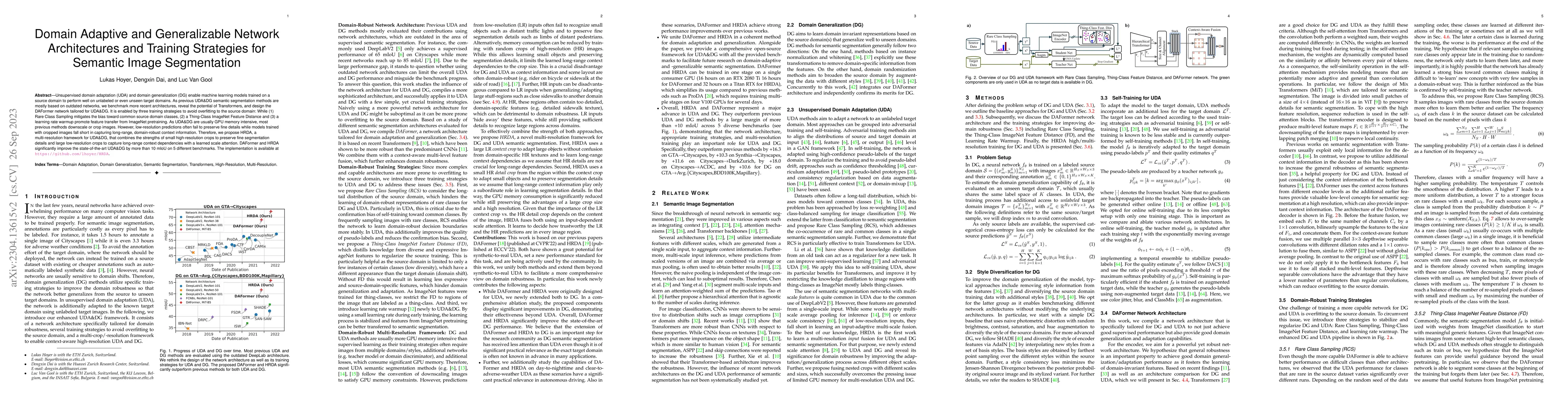 Thumbnail for Domain Adaptive and Generalizable Network Architectures and Training
  Strategies for Semantic Image Segmentation
