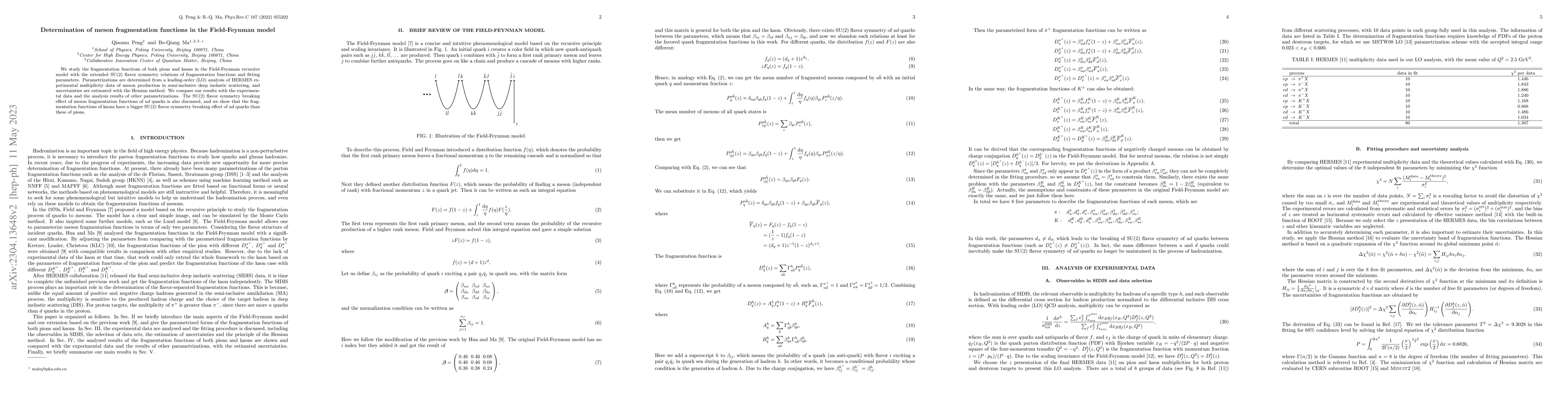 Thumbnail for Determination of meson fragmentation functions in the Field-Feynman
  model