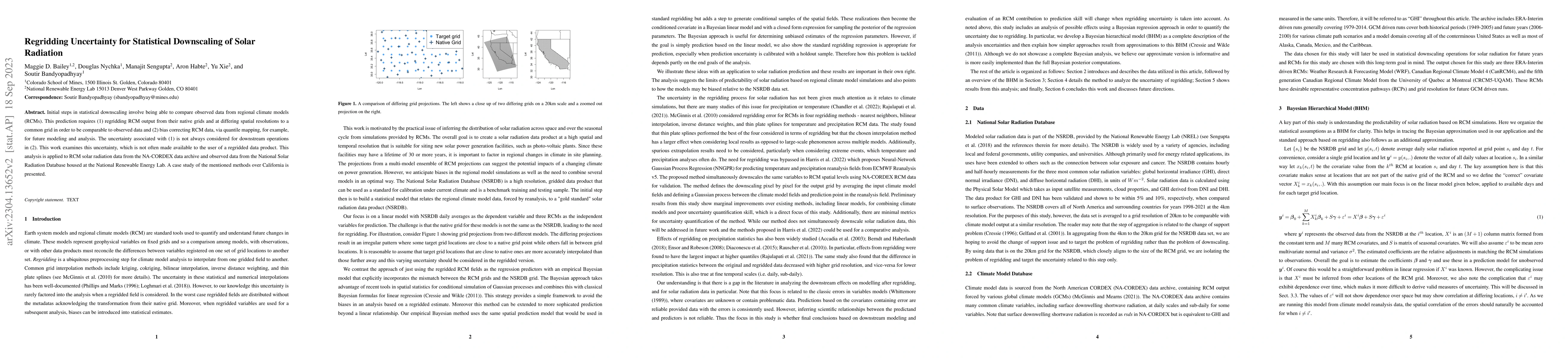 Thumbnail for Regridding Uncertainty for Statistical Downscaling of Solar Radiation