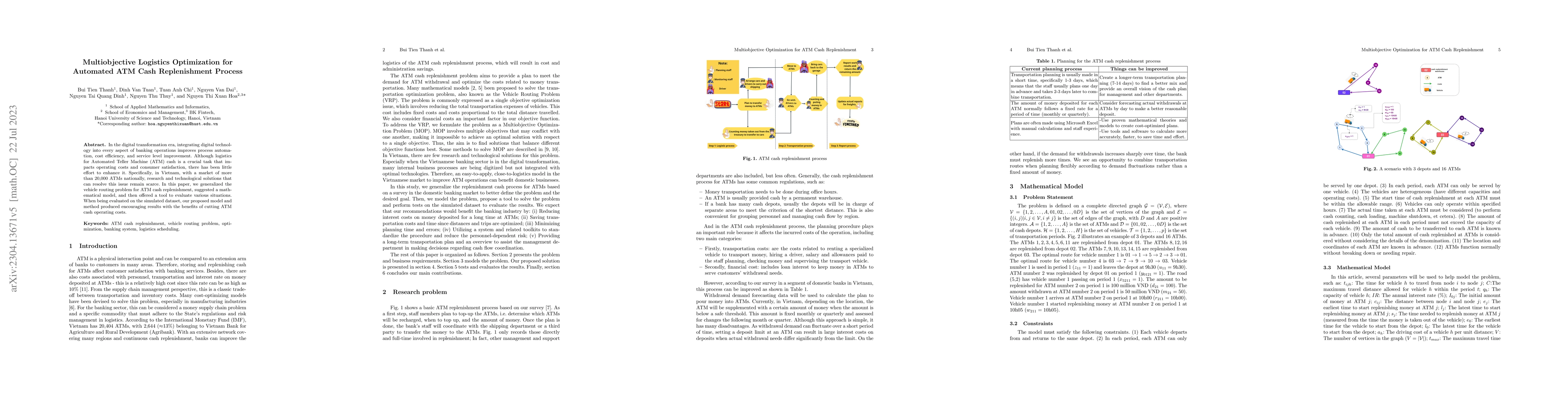 Thumbnail for Multiobjective Logistics Optimization for Automated ATM Cash
  Replenishment Process