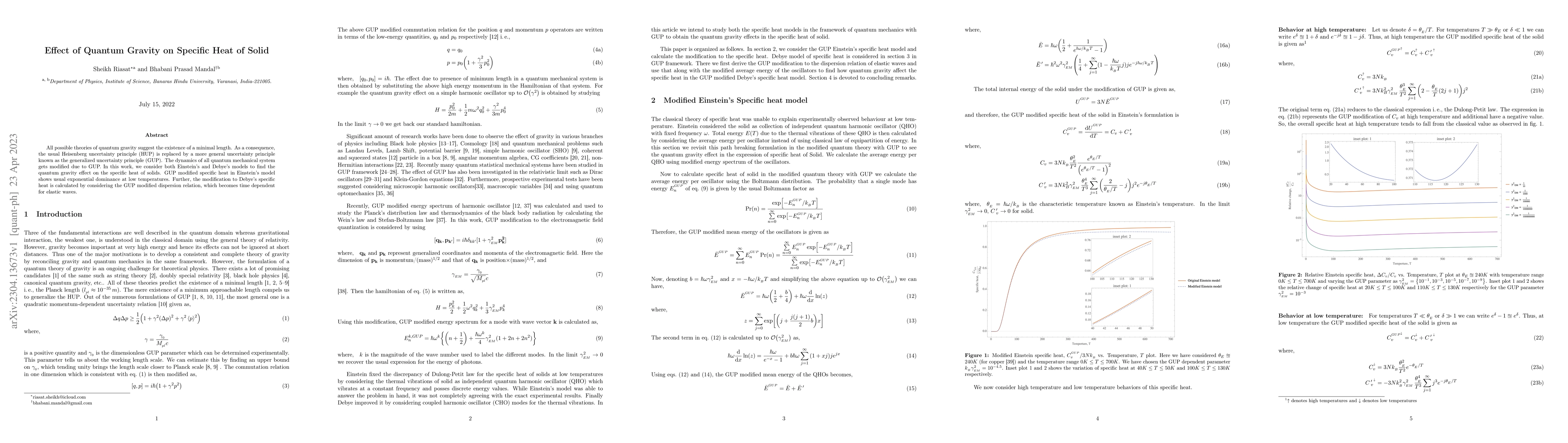 Thumbnail for Effect of Quantum Gravity on Specific Heat of Solid