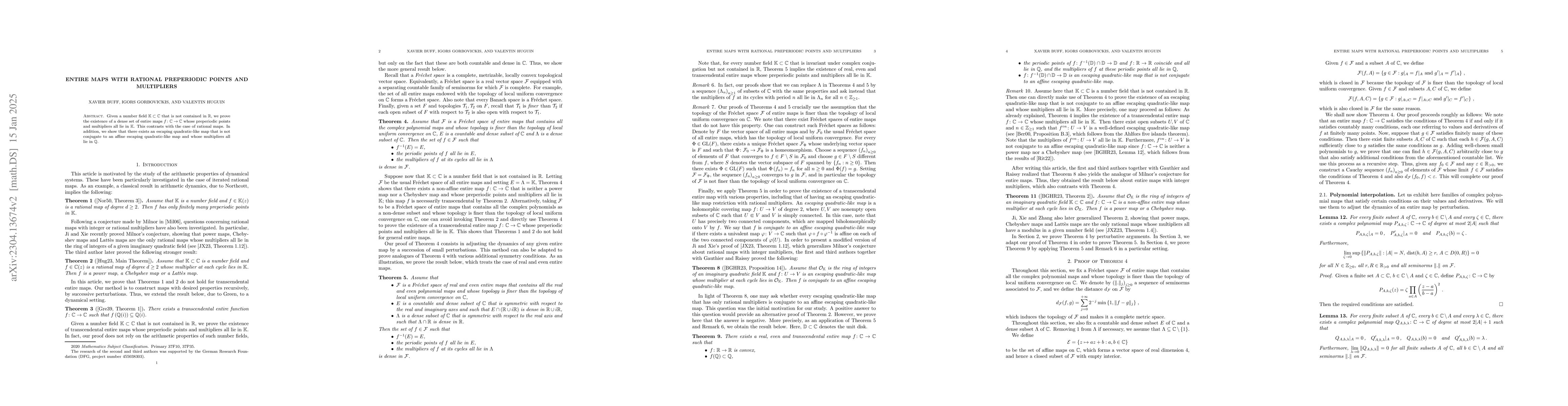 Thumbnail for Entire maps with rational preperiodic points and multipliers