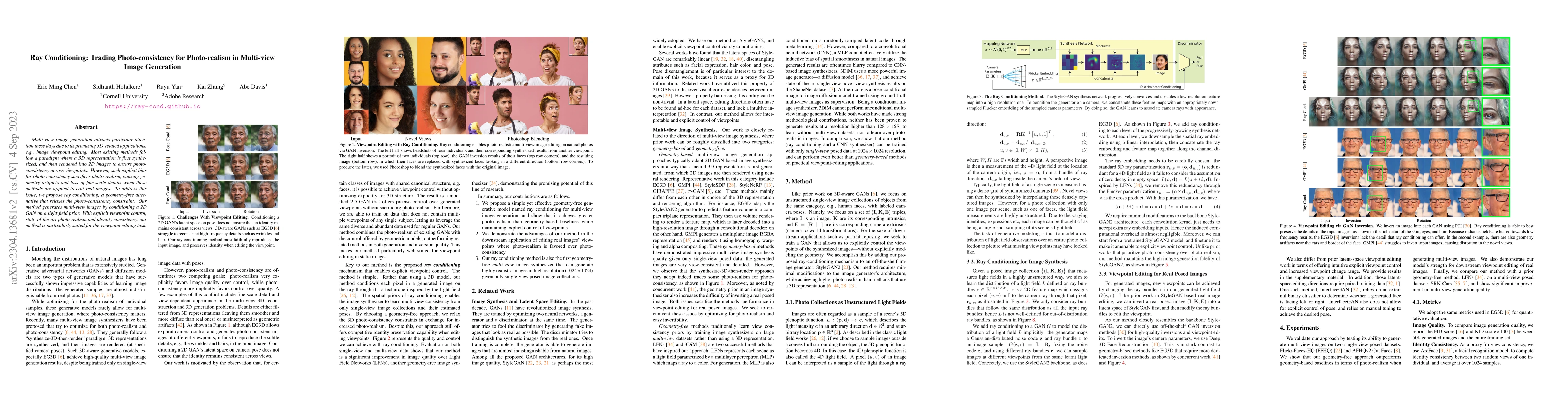 Thumbnail for Ray Conditioning: Trading Photo-consistency for Photo-realism in
  Multi-view Image Generation