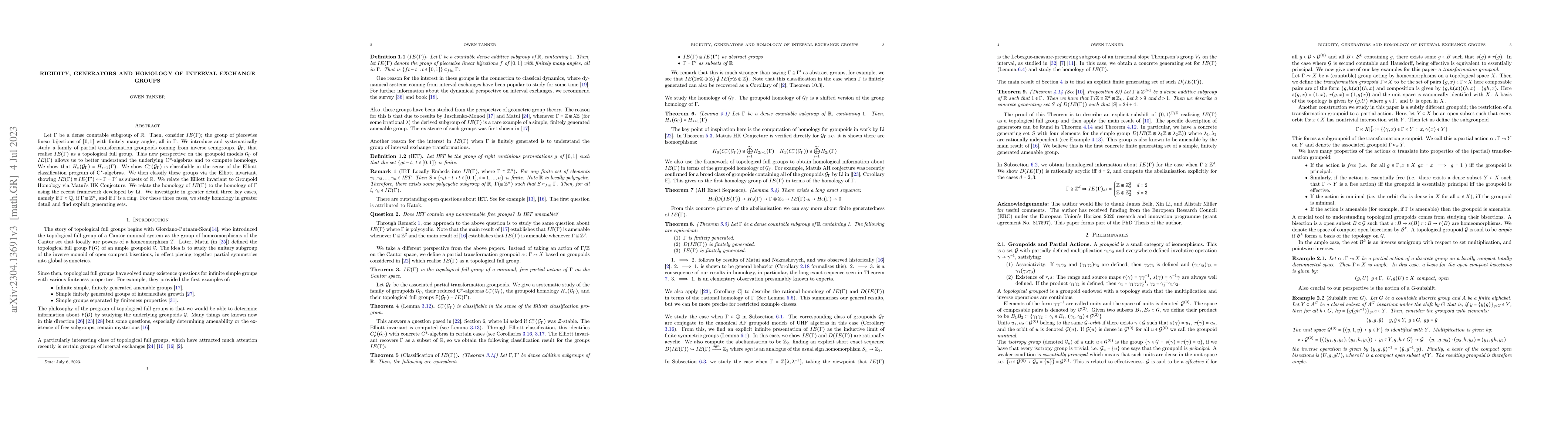 Thumbnail for Rigidity, Generators and Homology of Interval Exchange Groups