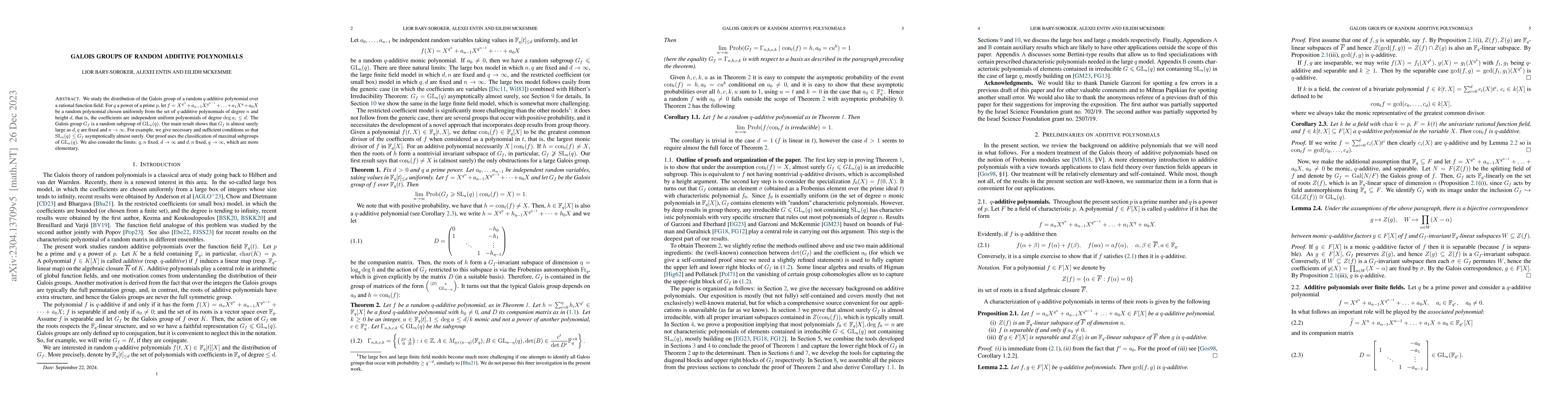 Thumbnail for Galois groups of random additive polynomials