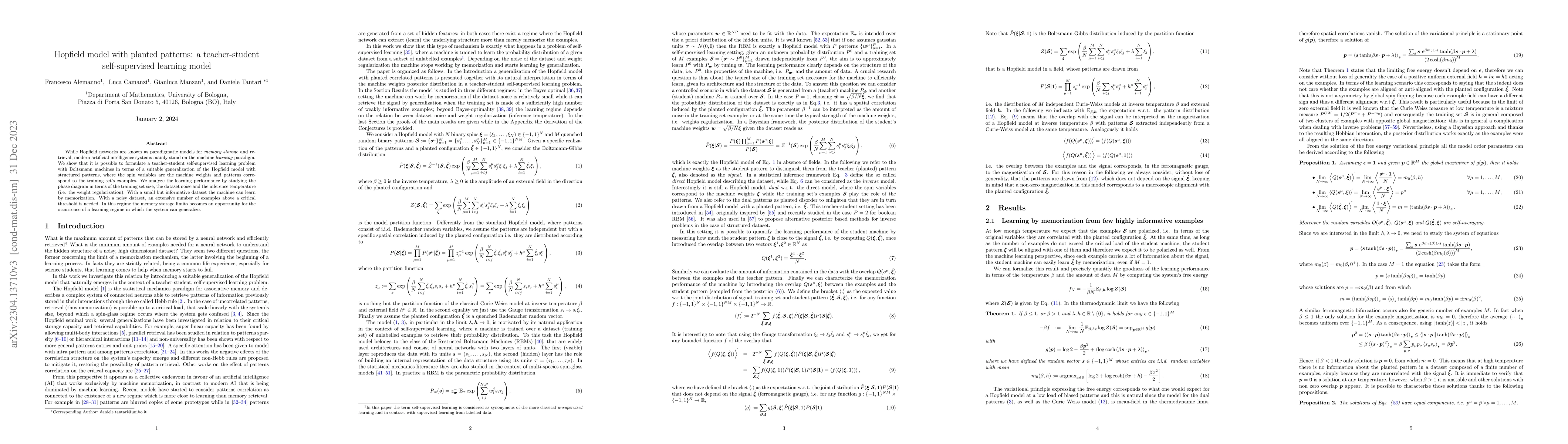 Thumbnail for Hopfield model with planted patterns: a teacher-student self-supervised
  learning model