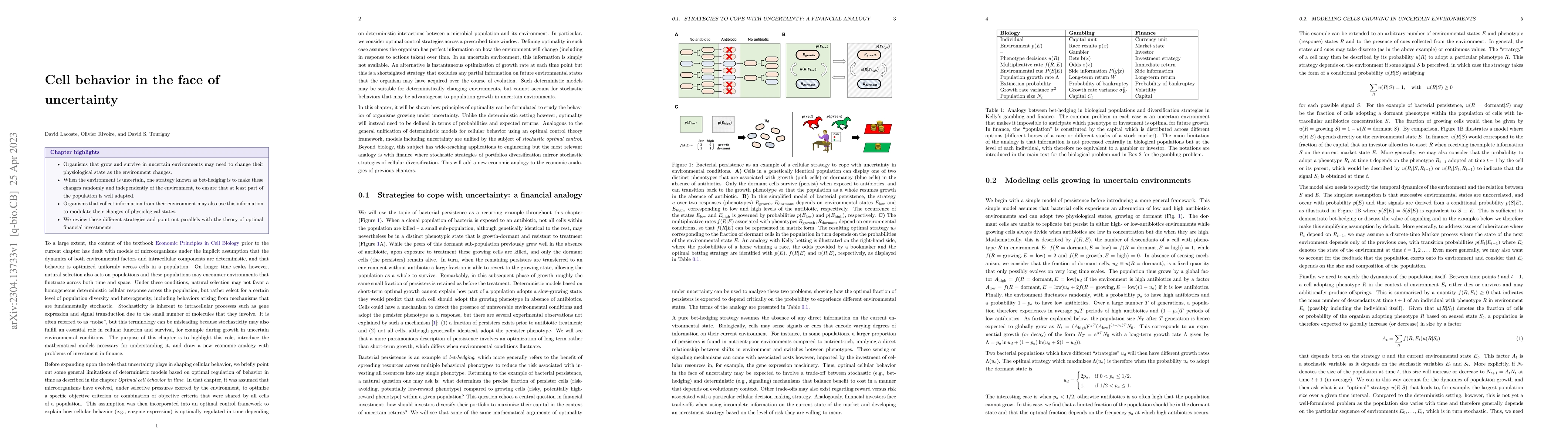 Thumbnail for Cell behavior in the face of uncertainty