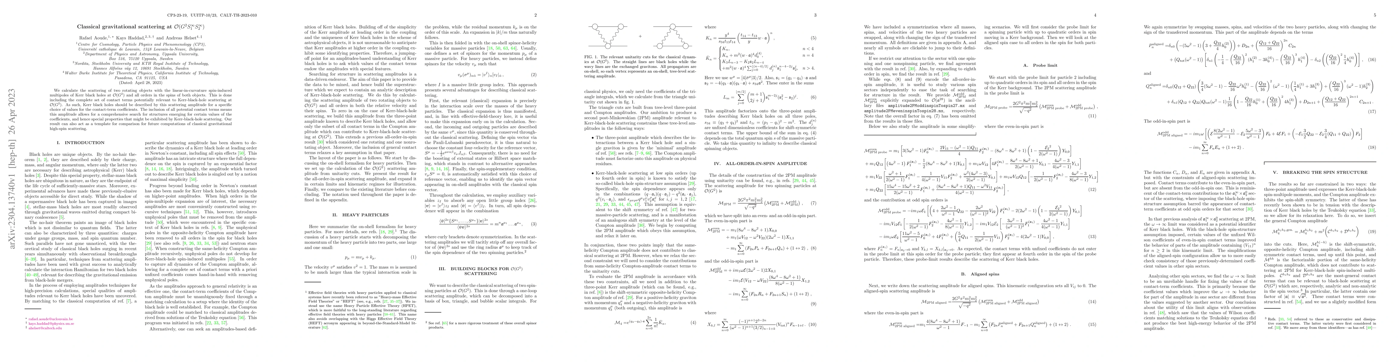 Thumbnail for Classical gravitational scattering at $\mathcal{O}(G^{2} S_{1}^{\infty}
  S_{2}^{\infty})$