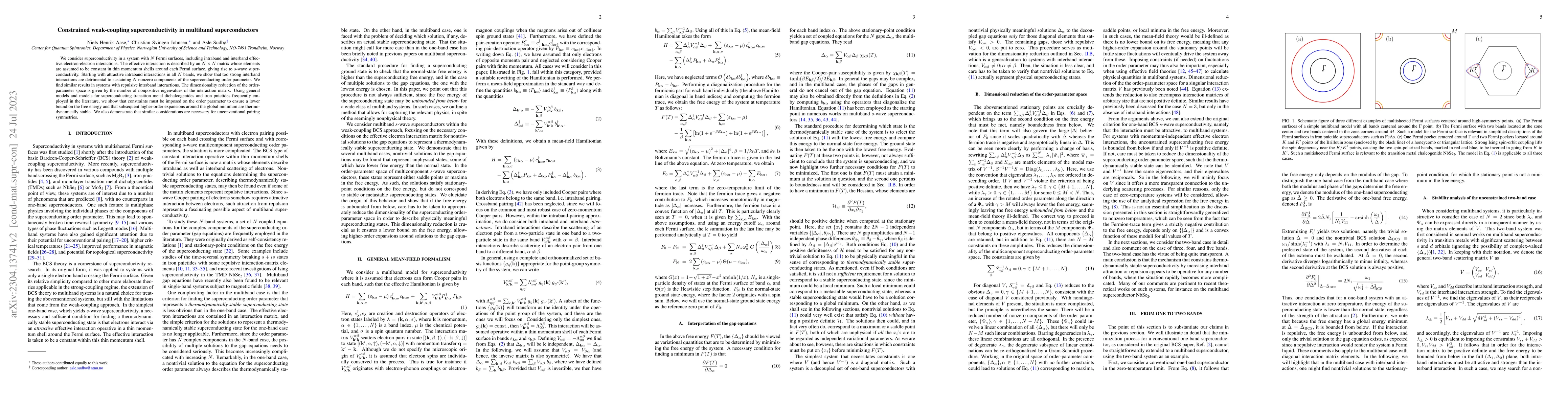 Thumbnail for Constrained weak-coupling superconductivity in multiband superconductors