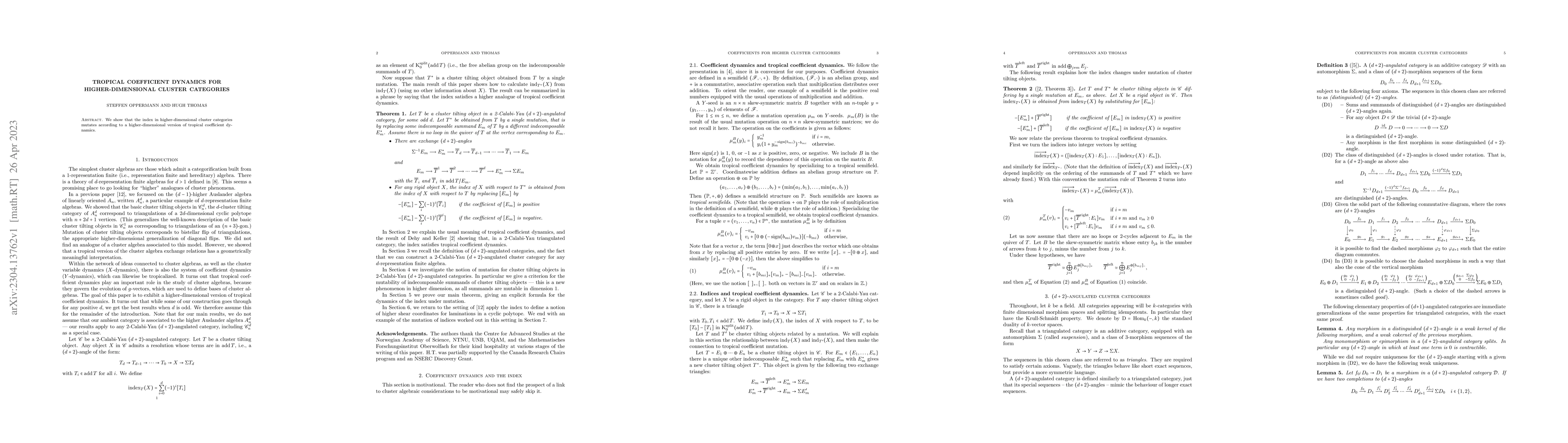 Thumbnail for Tropical coefficient dynamics for higher-dimensional cluster categories