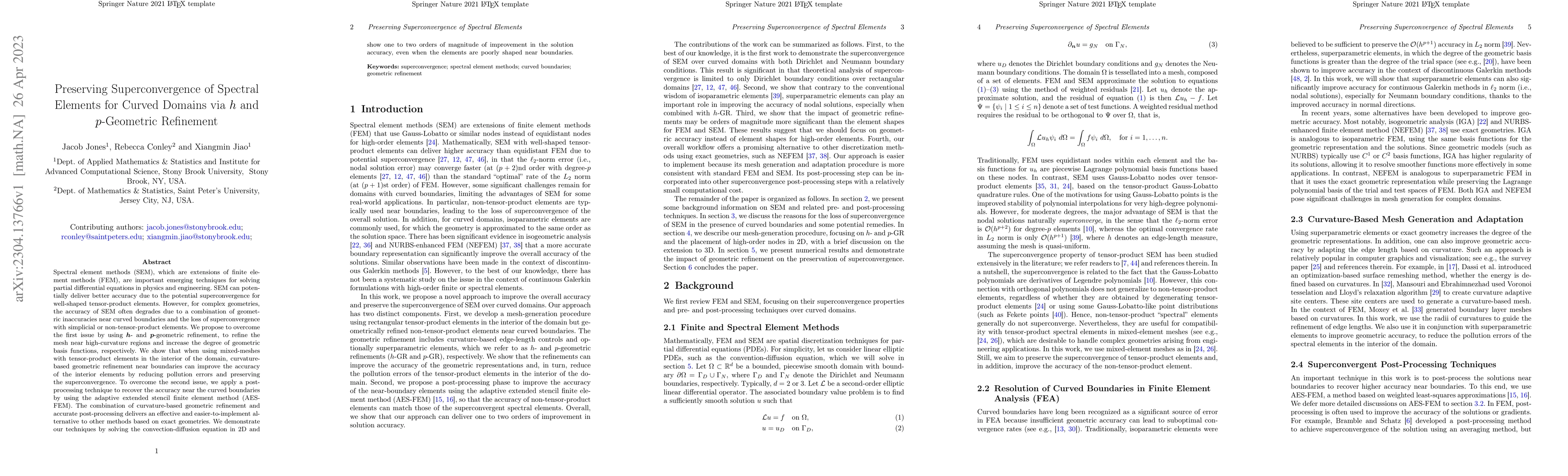 Thumbnail for Preserving Superconvergence of Spectral Elements for Curved Domains via
  $h$ and $p$-Geometric Refinement