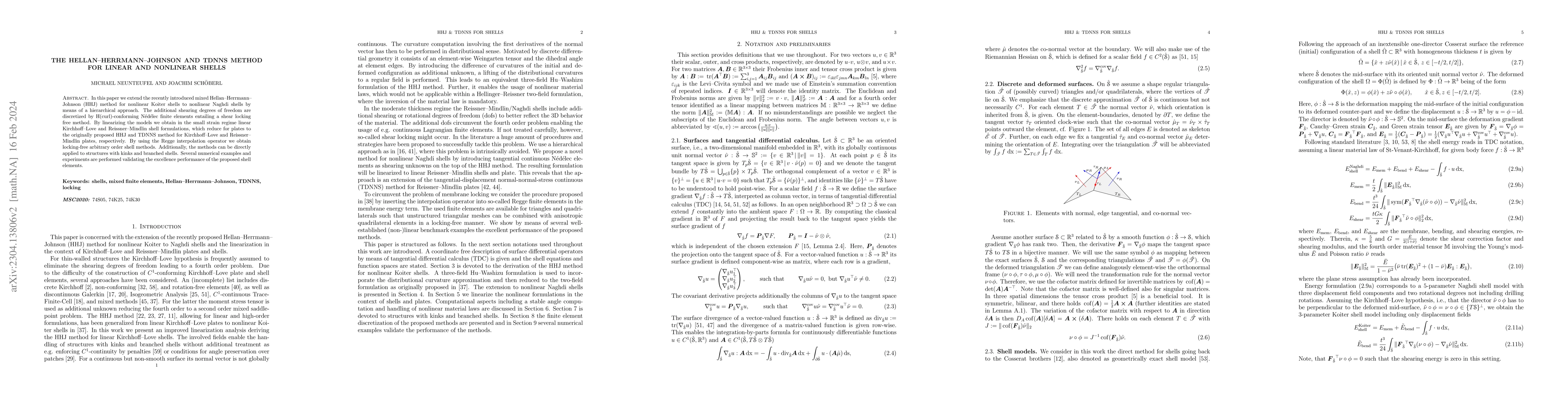 Thumbnail for The Hellan-Herrmann-Johnson and TDNNS method for linear and nonlinear
  shells