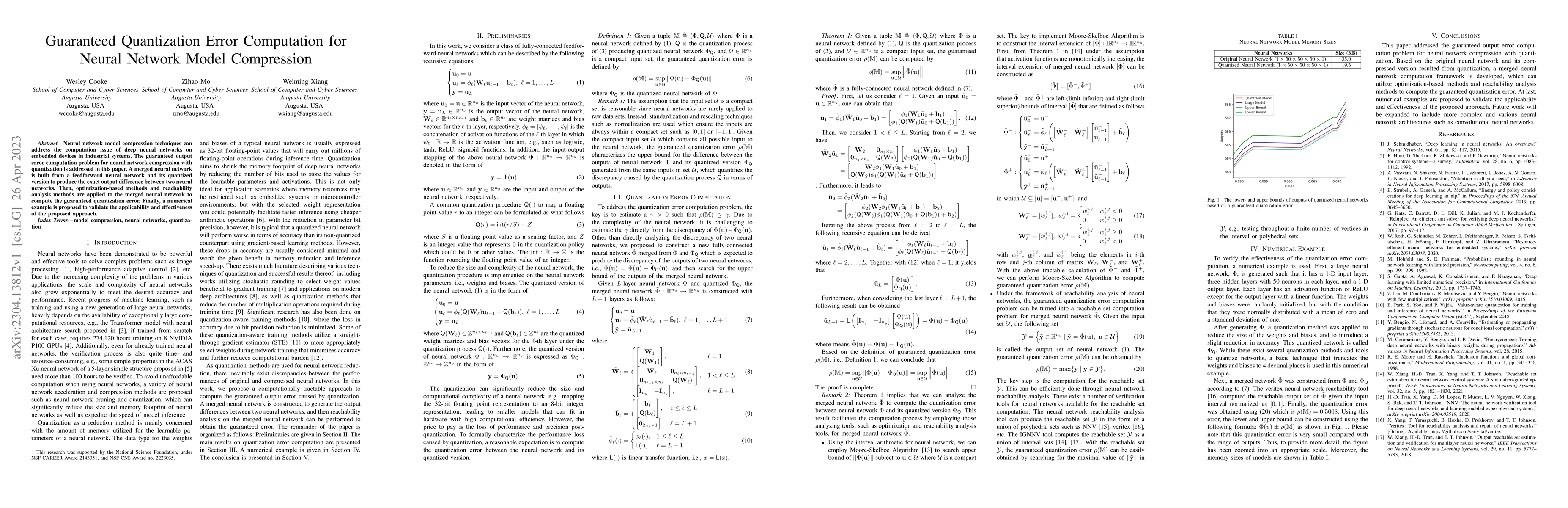 Thumbnail for Guaranteed Quantization Error Computation for Neural Network Model
  Compression