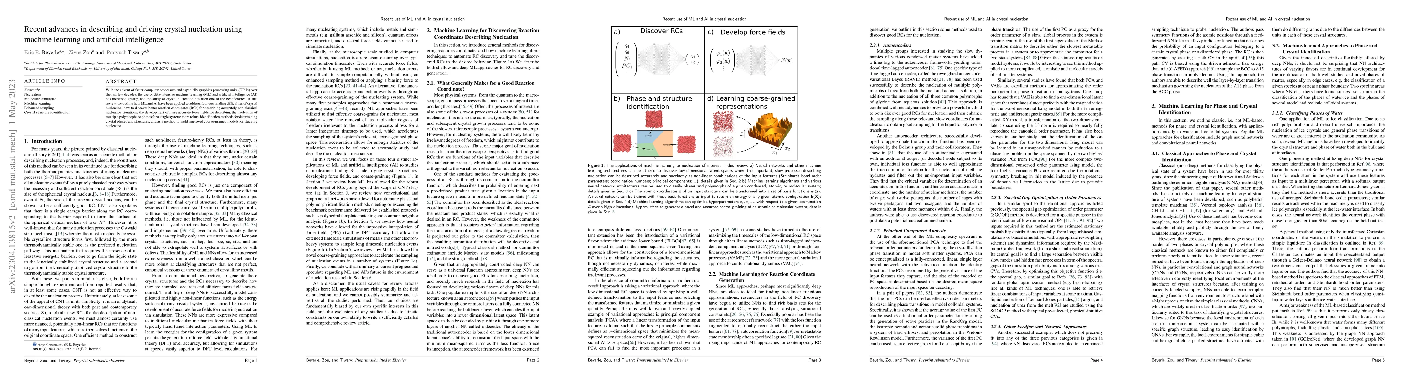 Thumbnail for Recent advances in describing and driving crystal nucleation using
  machine learning and artificial intelligence