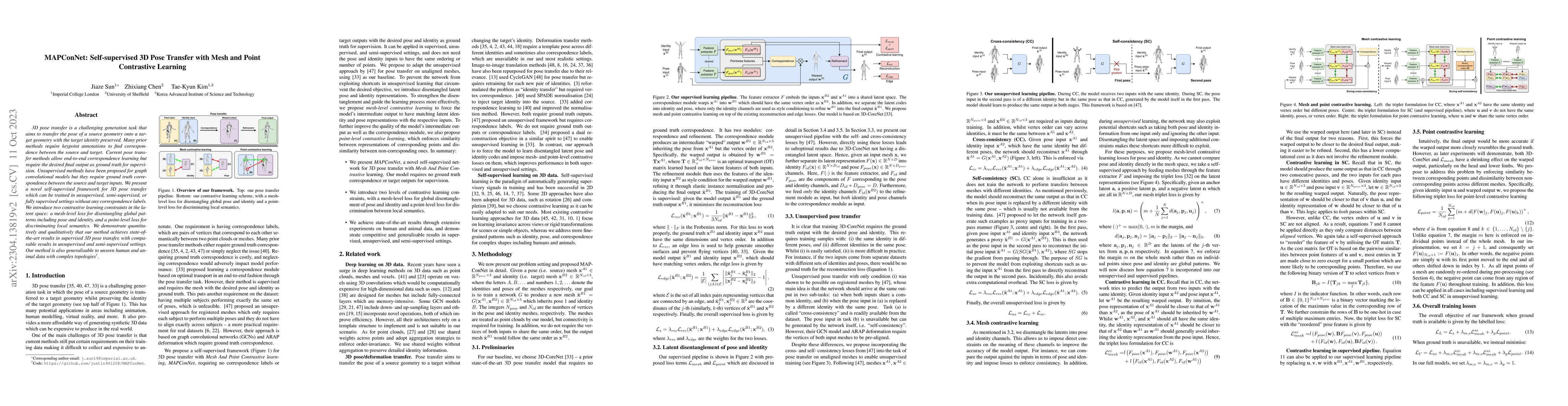 Thumbnail for MAPConNet: Self-supervised 3D Pose Transfer with Mesh and Point
  Contrastive Learning