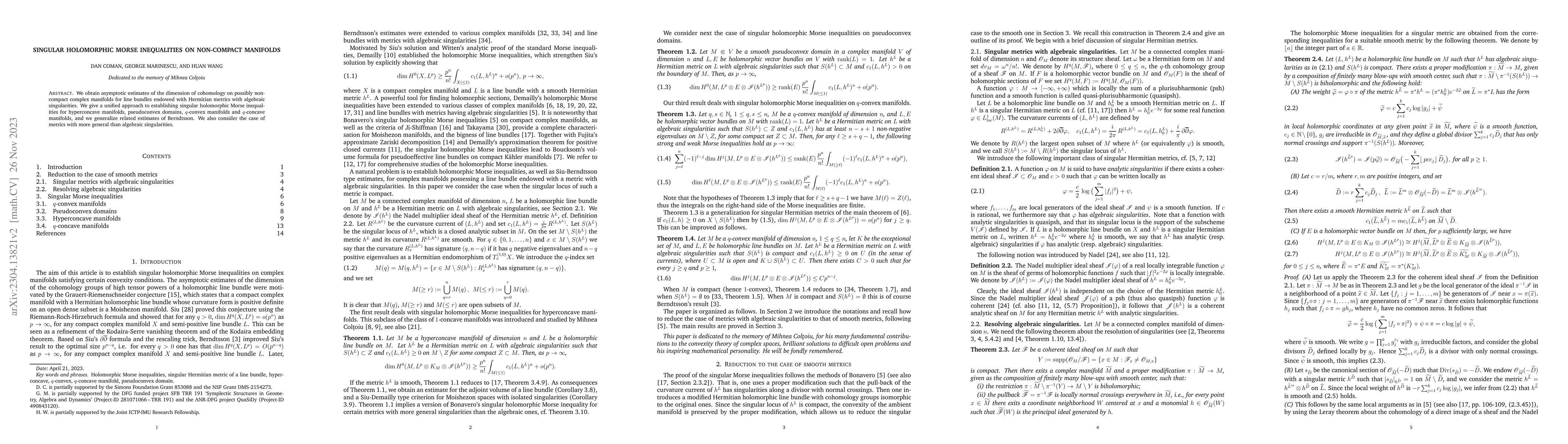 Thumbnail for Singular holomorphic Morse inequalities on non-compact manifolds