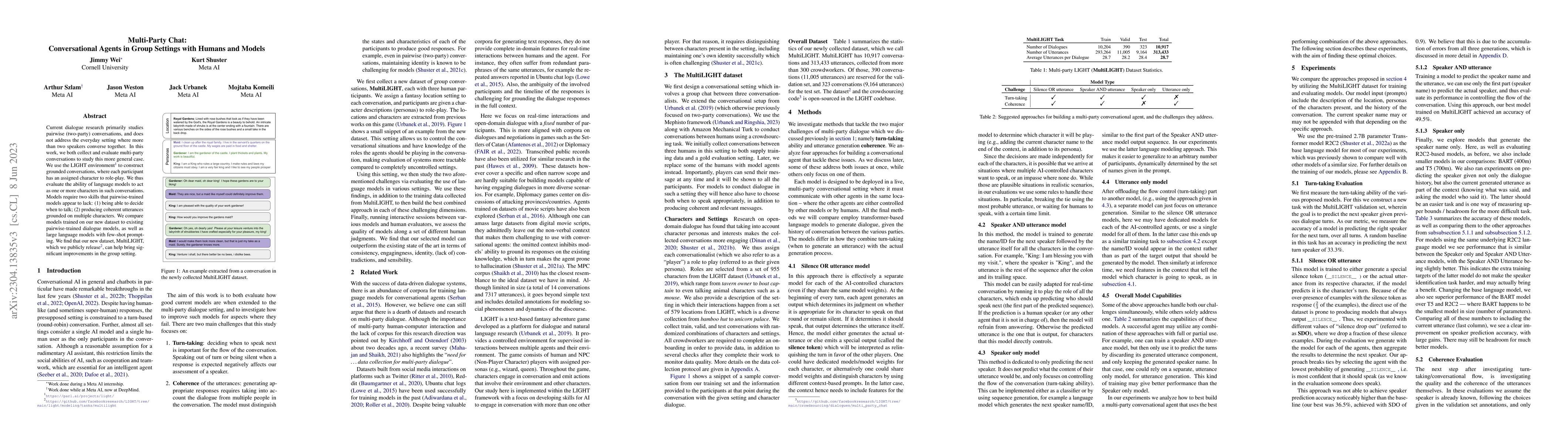 Thumbnail for Multi-Party Chat: Conversational Agents in Group Settings with Humans
  and Models