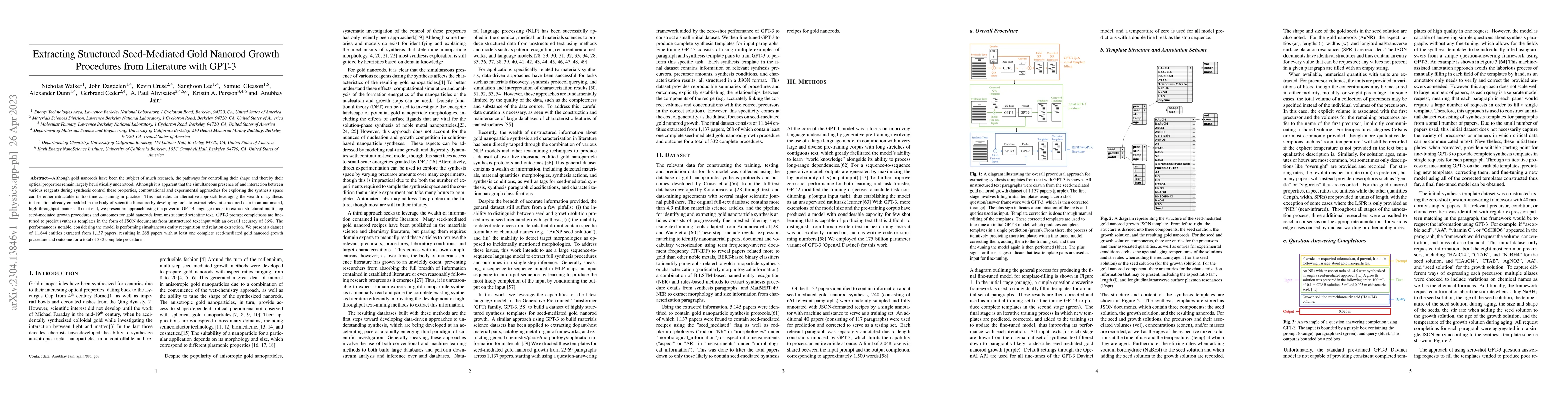 Thumbnail for Extracting Structured Seed-Mediated Gold Nanorod Growth Procedures from
  Literature with GPT-3