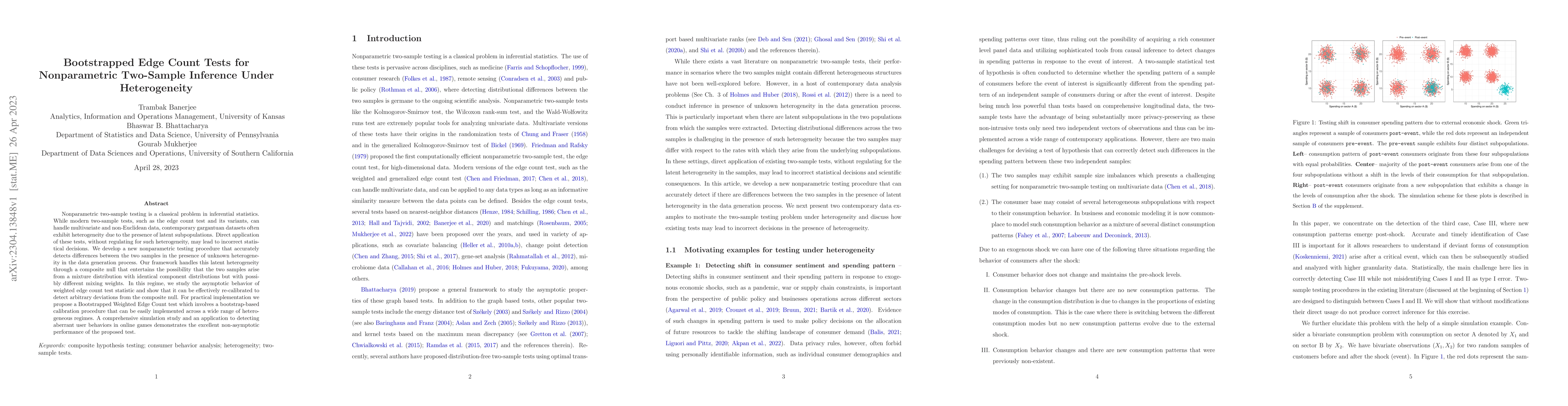 Thumbnail for Bootstrapped Edge Count Tests for Nonparametric Two-Sample Inference
  Under Heterogeneity